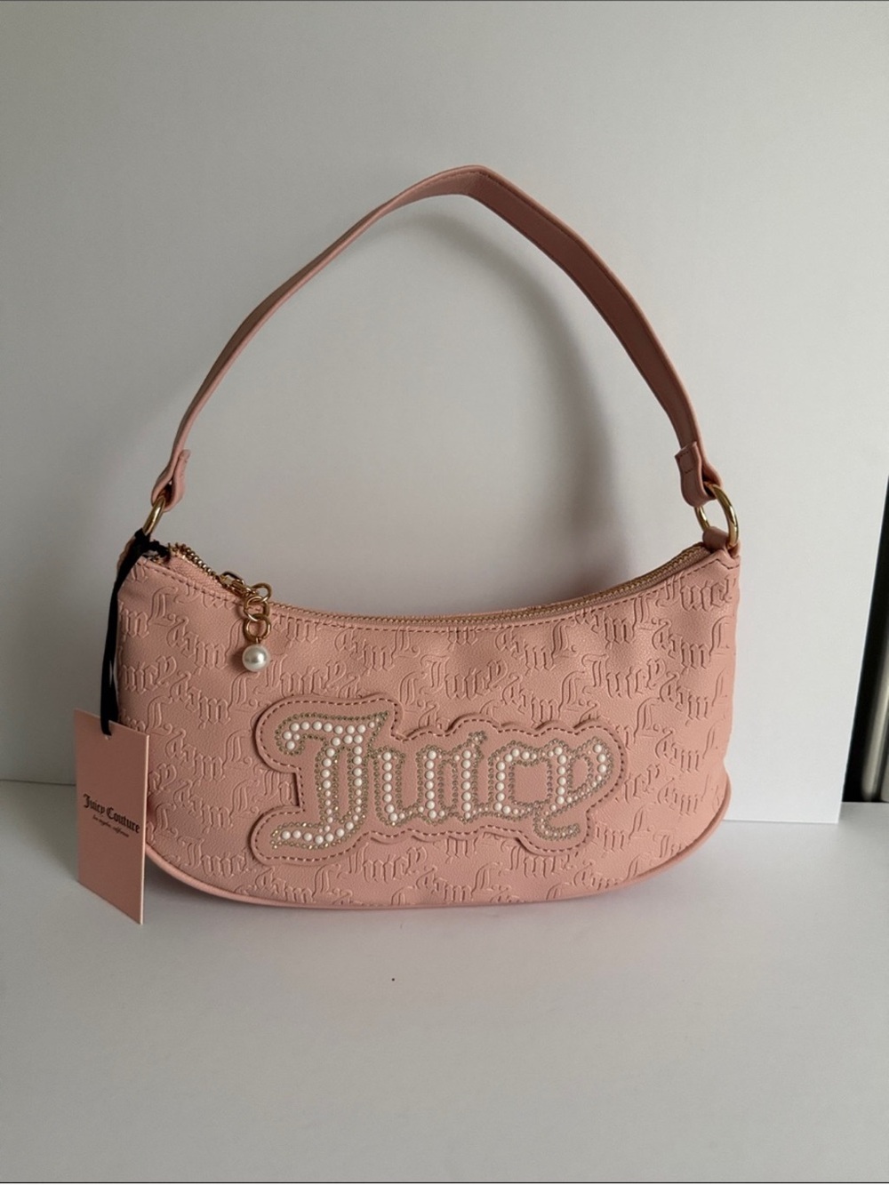 Juicy Couture Pink Pearl-Embellished Mini Shoulder Bag Y2K